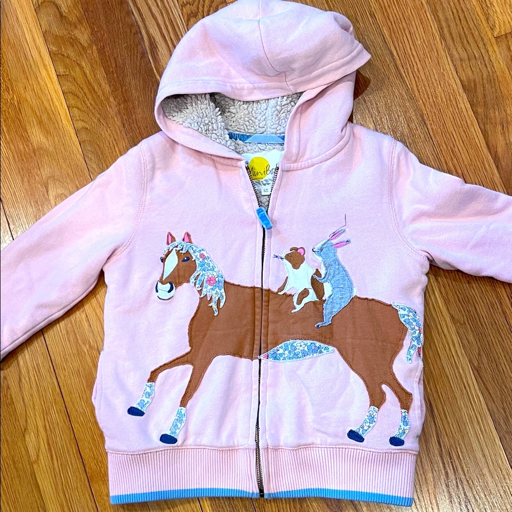 Mini Boden fleece hoodie. Size 5-6Y